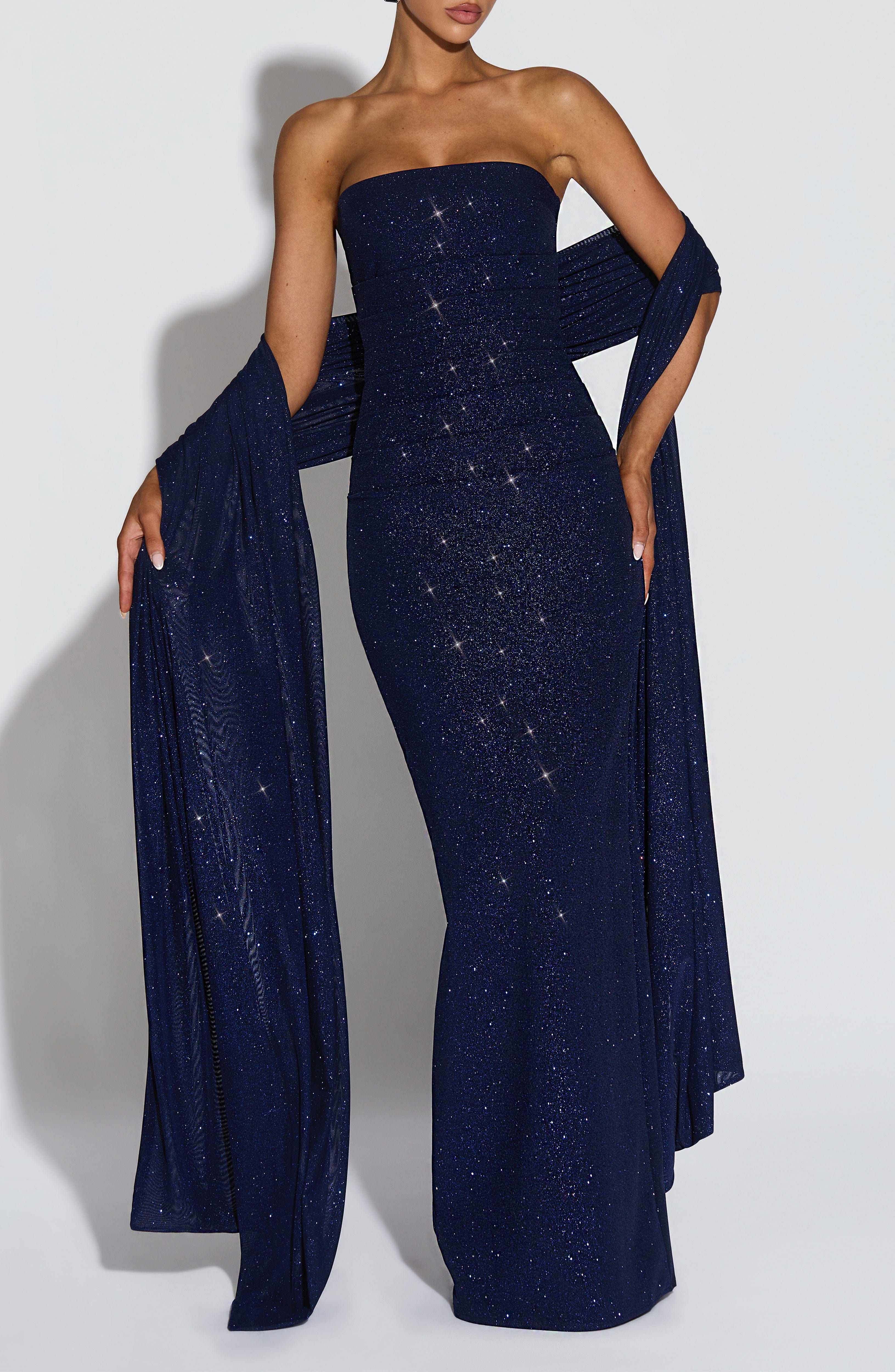 Agnes Shawl - Navy Sparkle Accessories ONE SIZE Babyboo Fashion Premium Exclusive Design