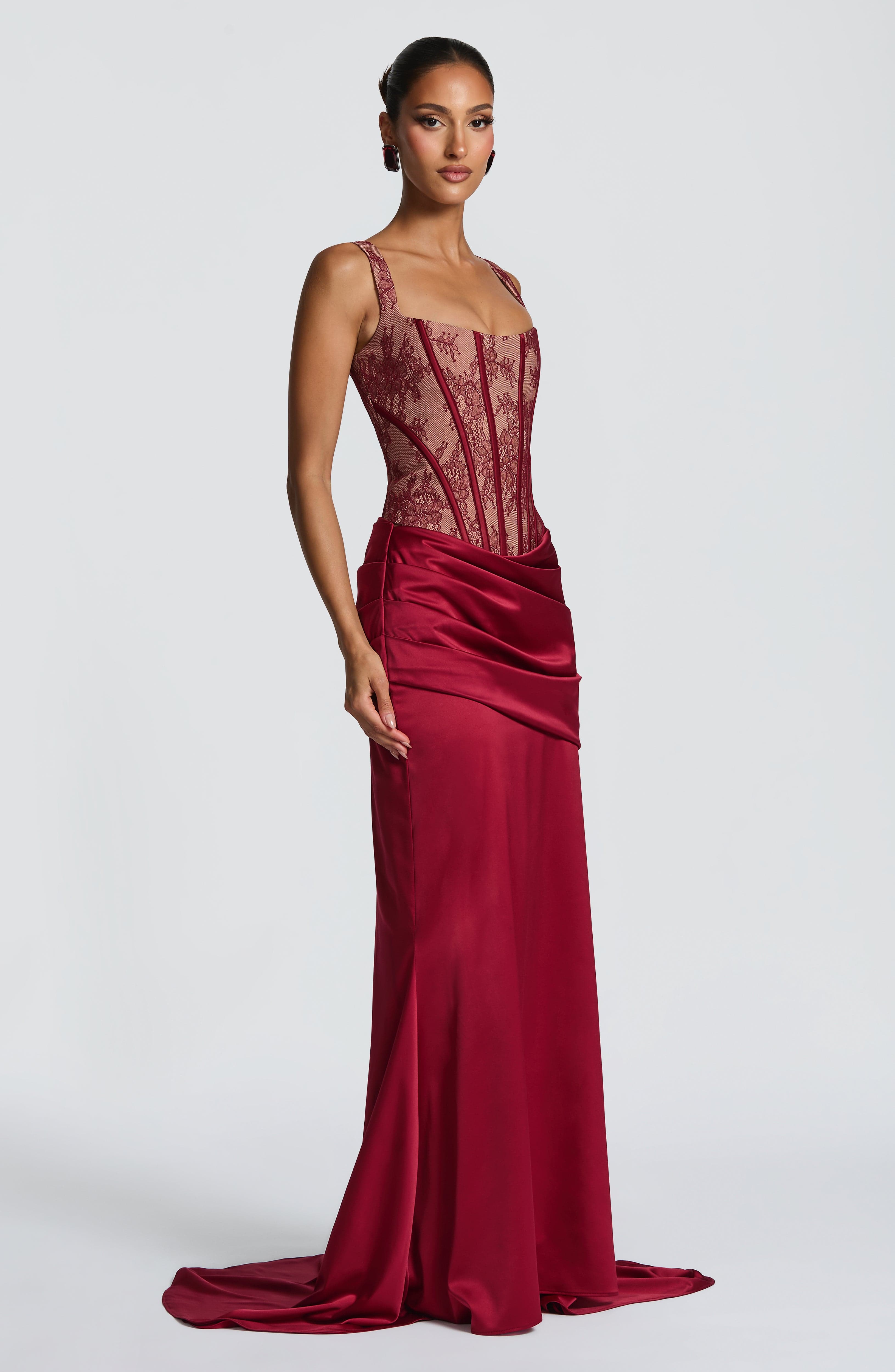 Claudette Maxi Skirt - Burgundy