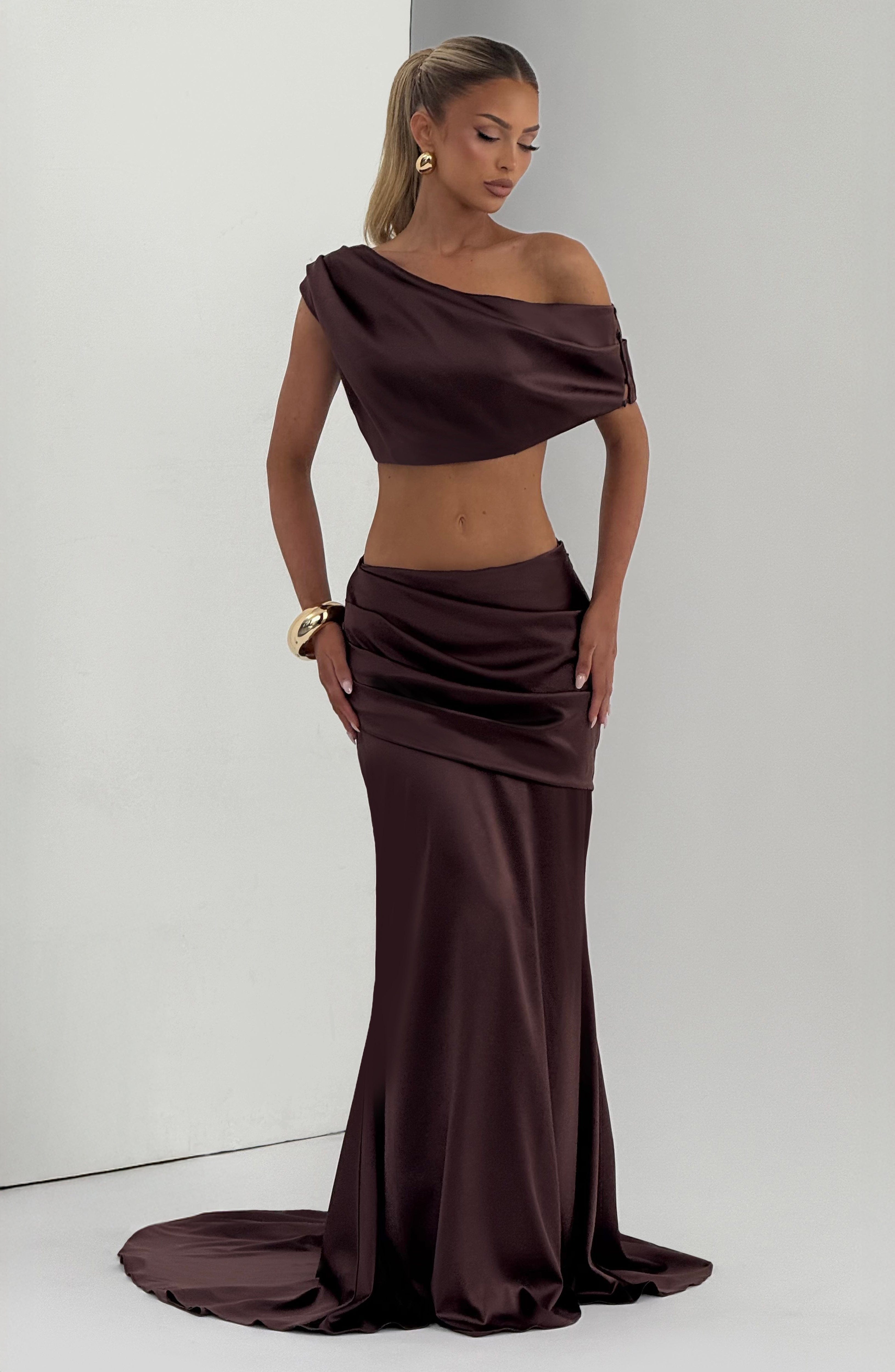 Claudette Maxi Skirt - Plum Brown