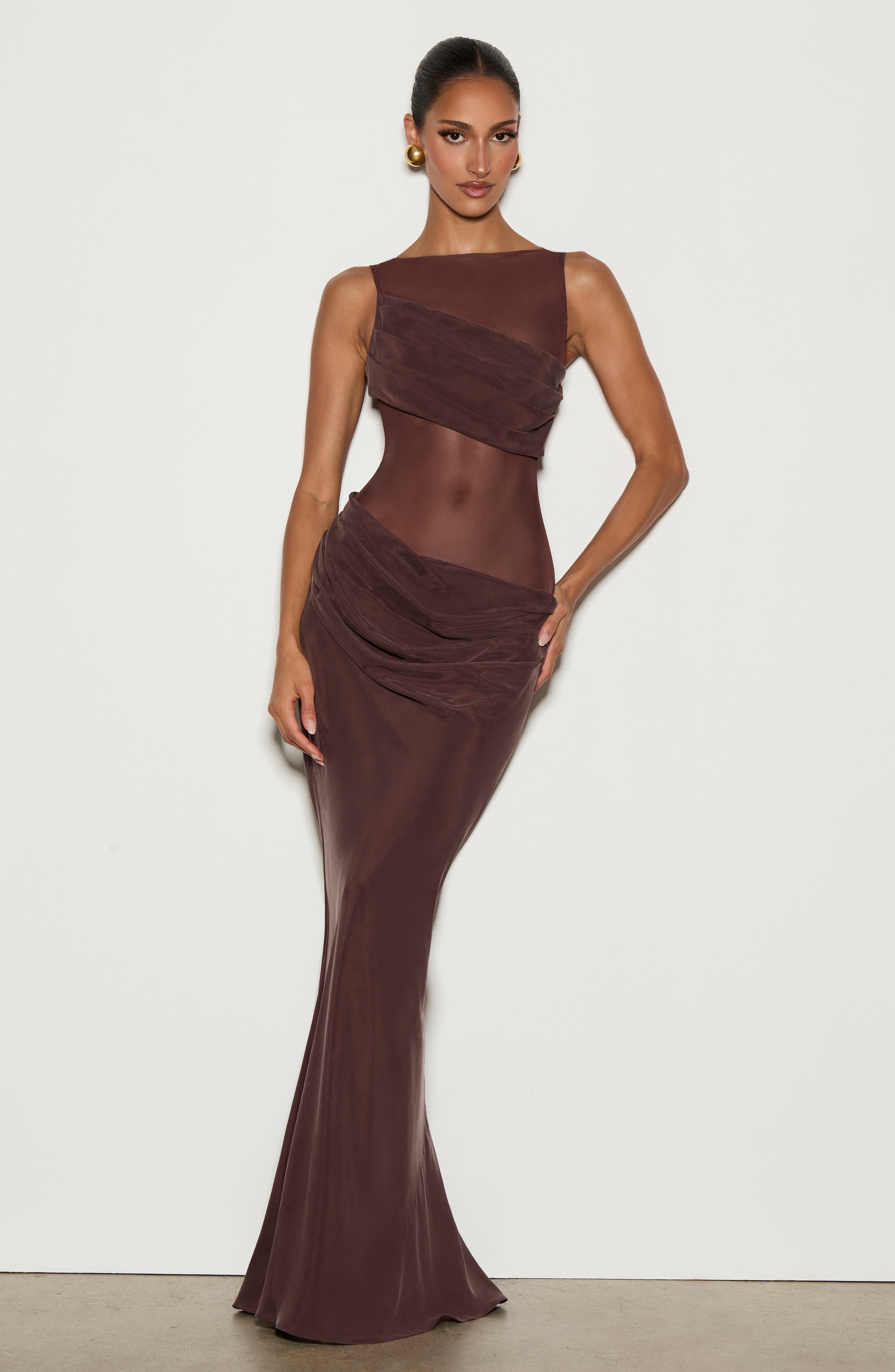 Gracelyn Maxi Dress - Plum Brown Dress XS Babyboo Fashion Premium Exclusive Design