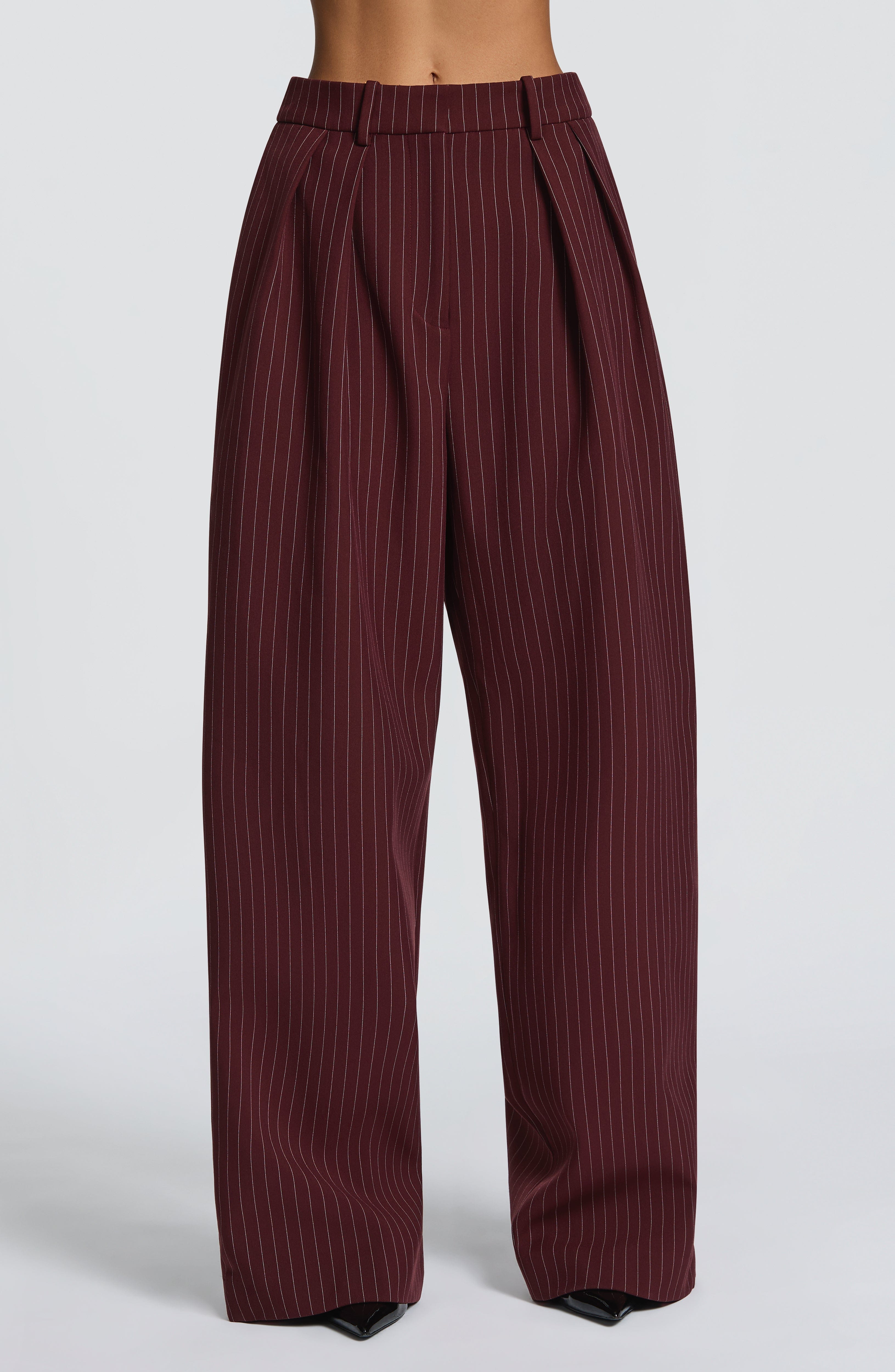 Kirsty Pants - Burgundy Pinstripe