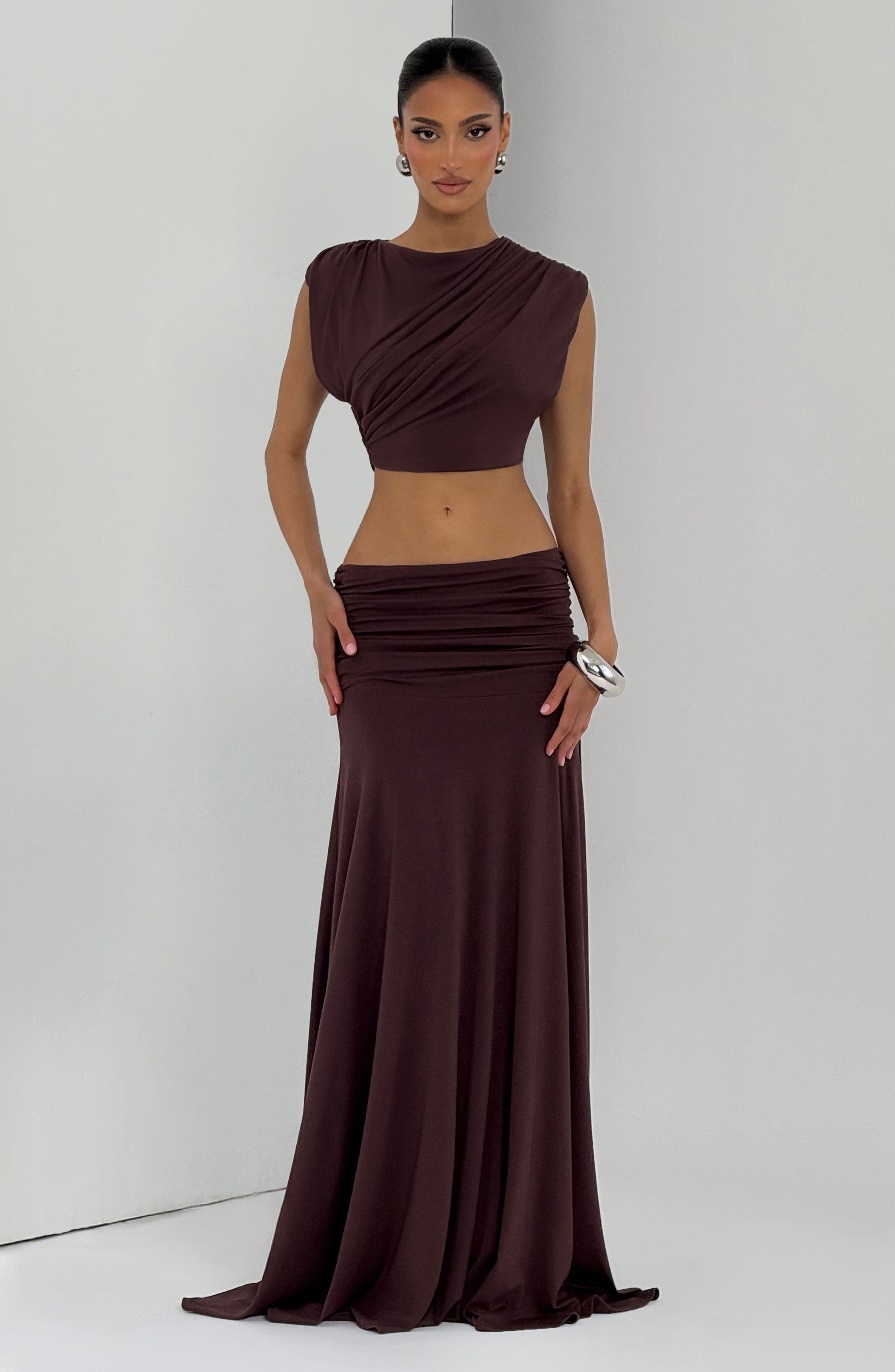 Paige Maxi Skirt - Plum Brown