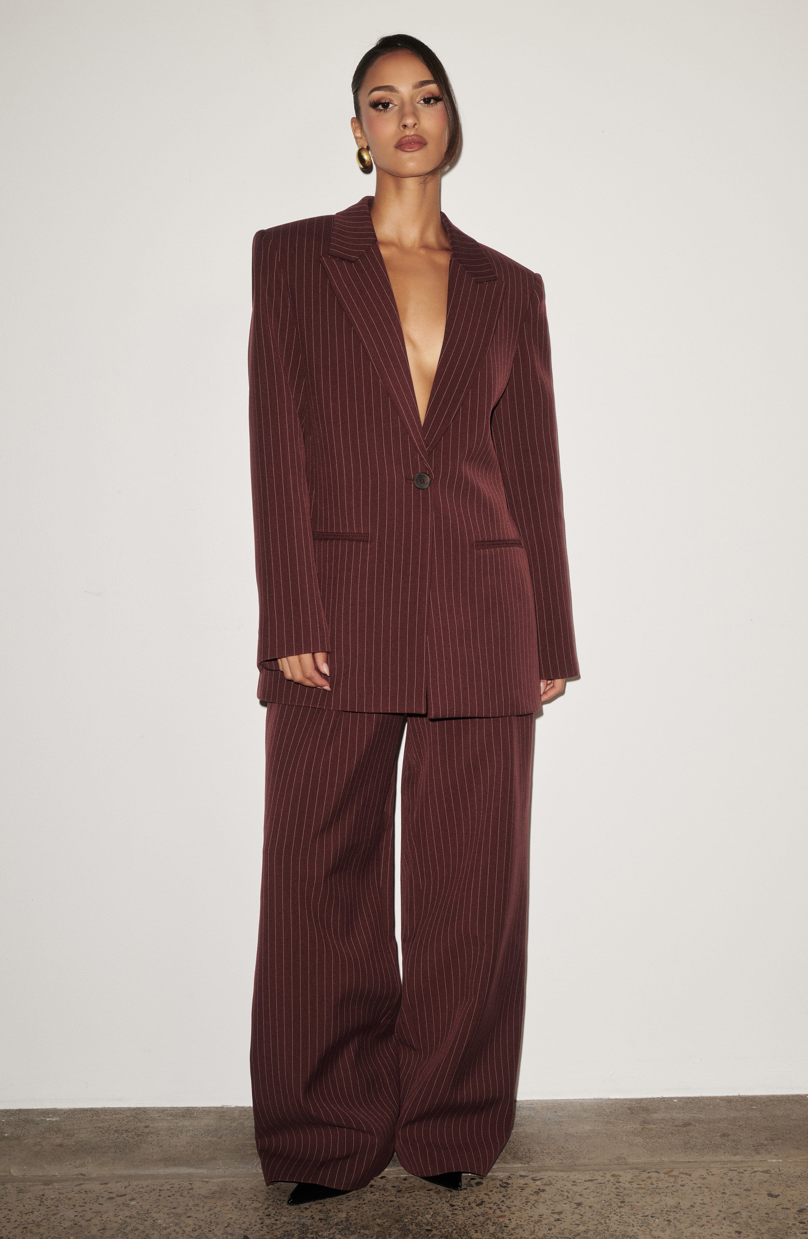 Reece Blazer - Burgundy Pinstripe