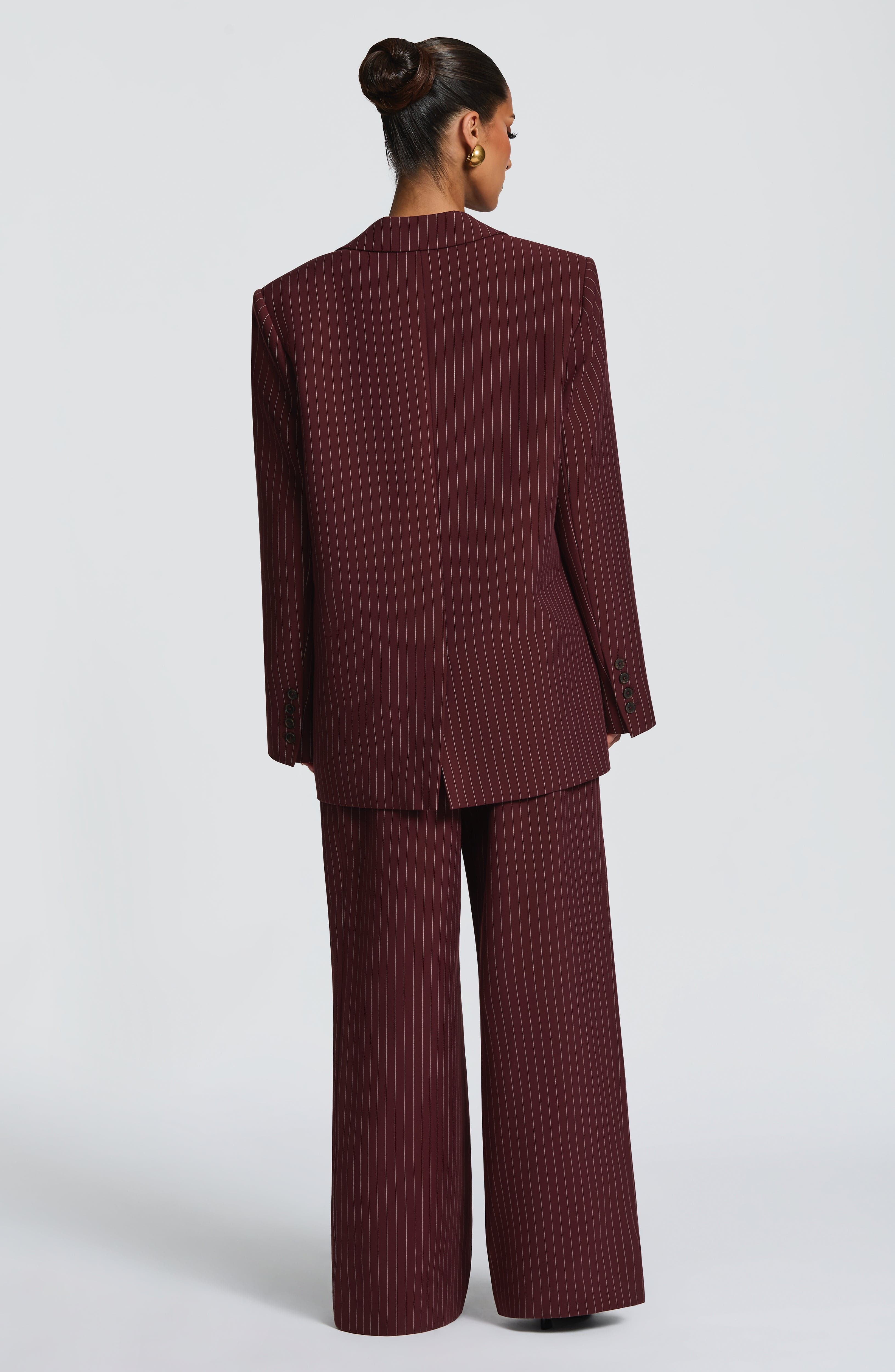 Reece Blazer - Burgundy Pinstripe