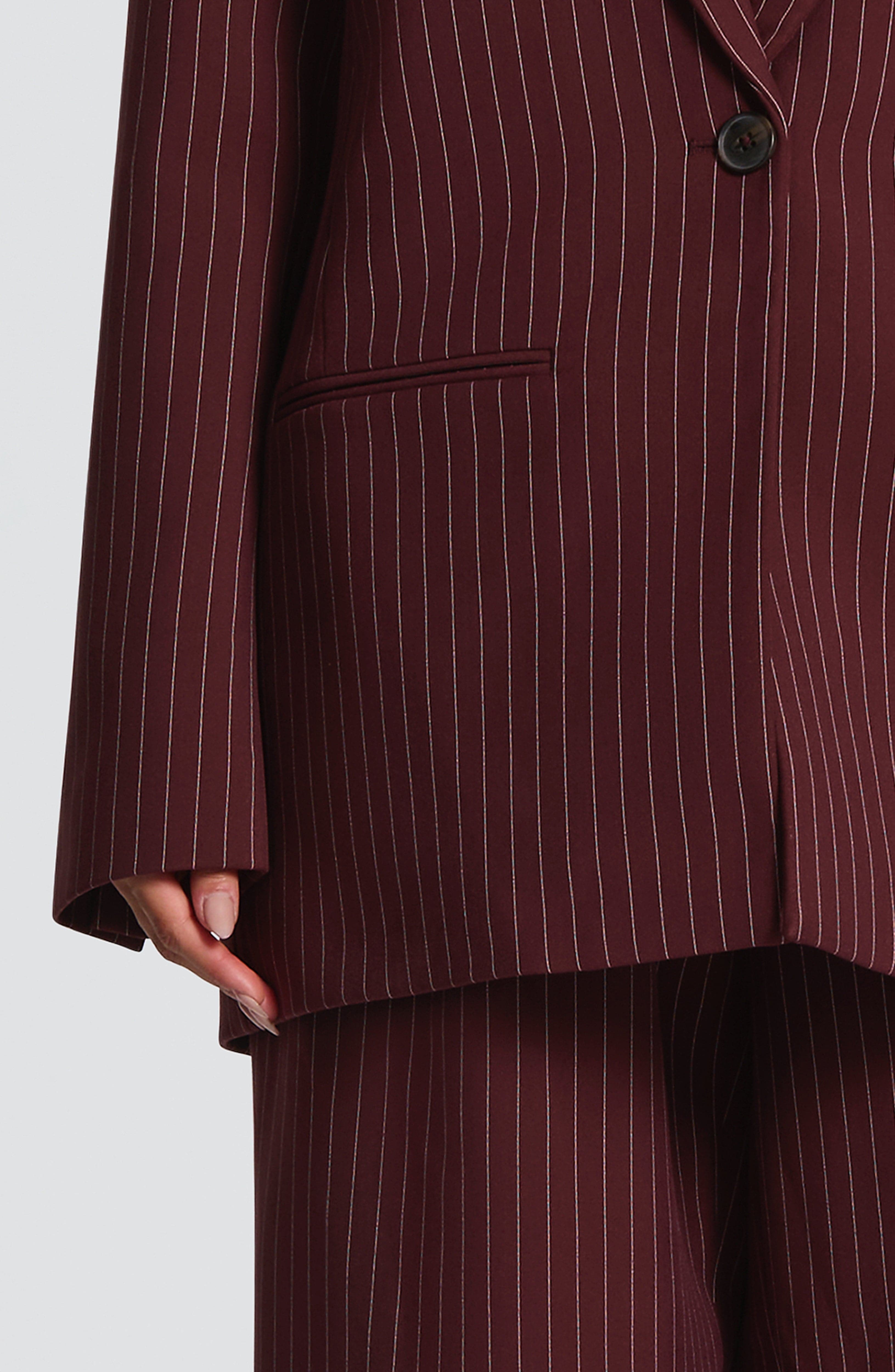 Reece Blazer - Burgundy Pinstripe