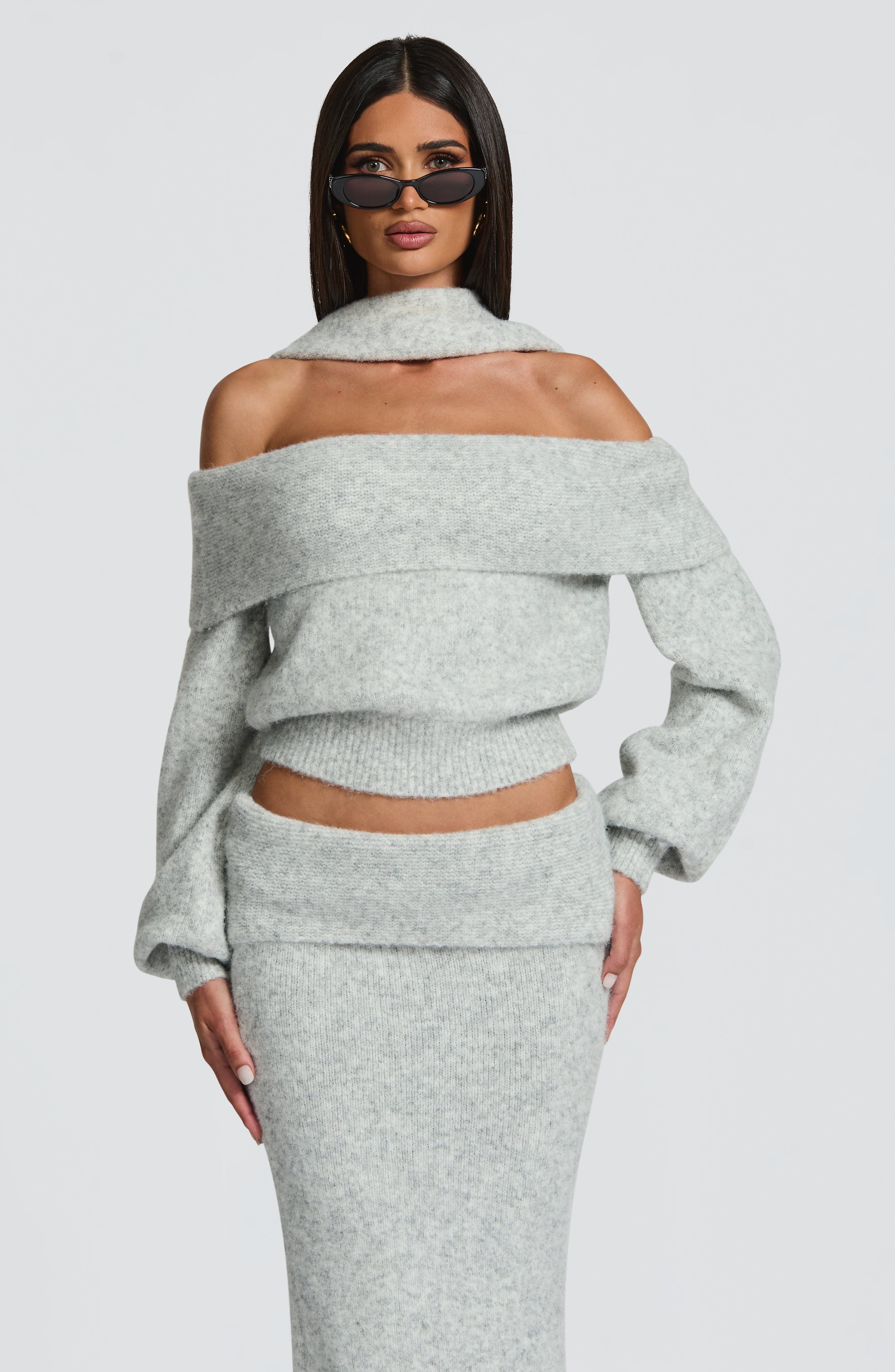 Andie Top - Light Grey Marl Tops Babyboo Fashion Premium Exclusive Design