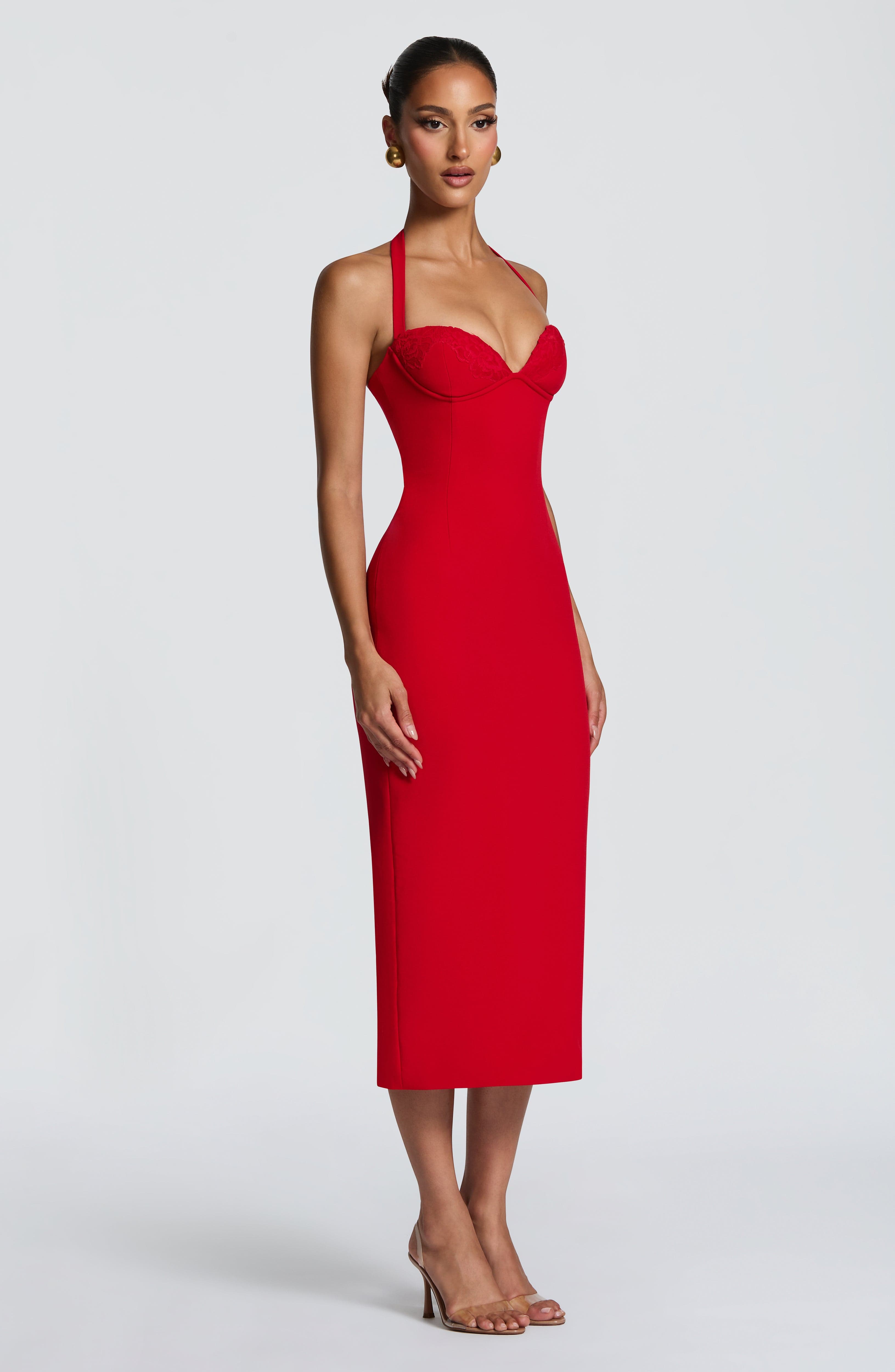 Cassia Midi Dress - Red