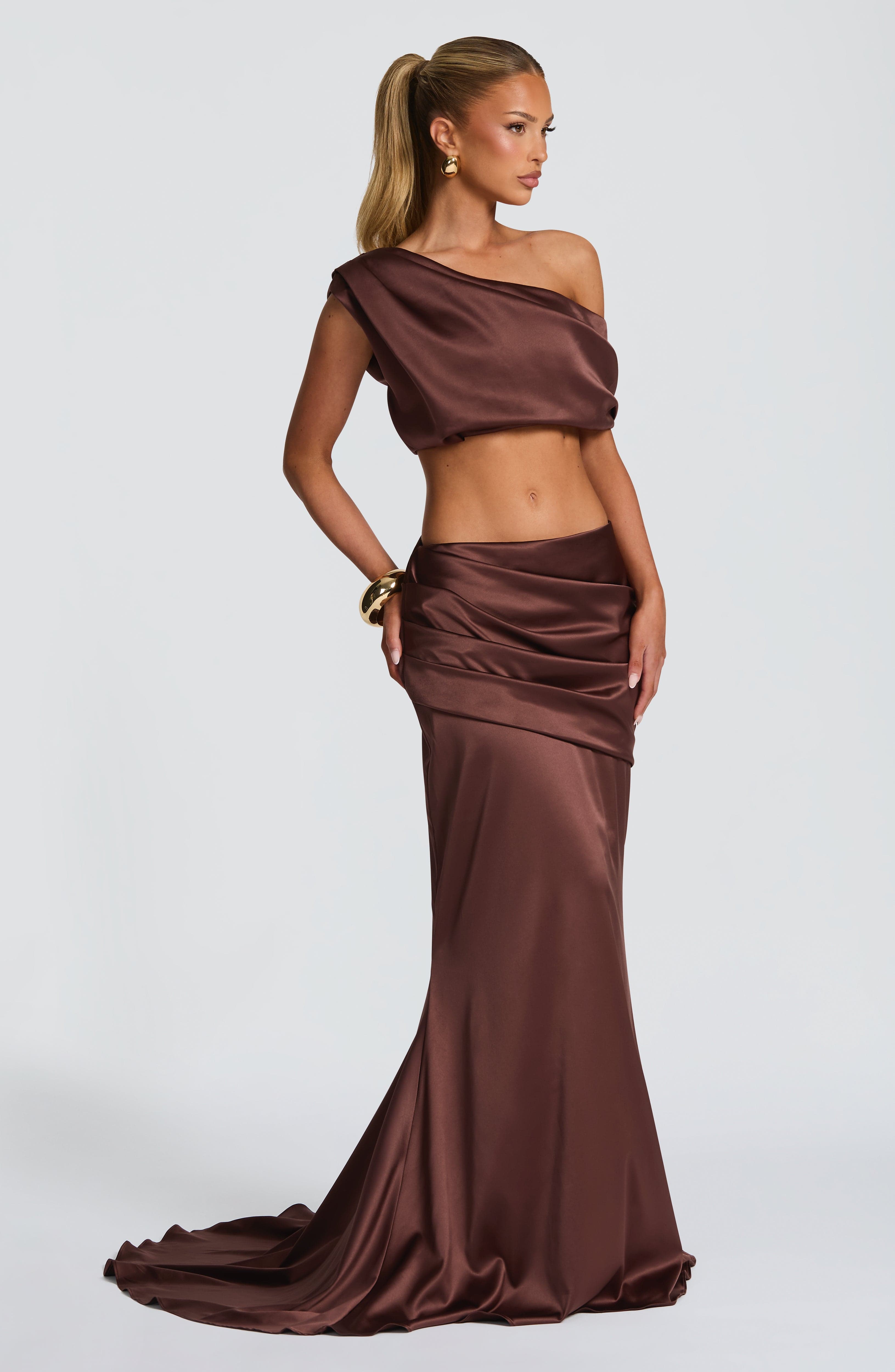 Claudette Maxi Skirt - Plum Brown