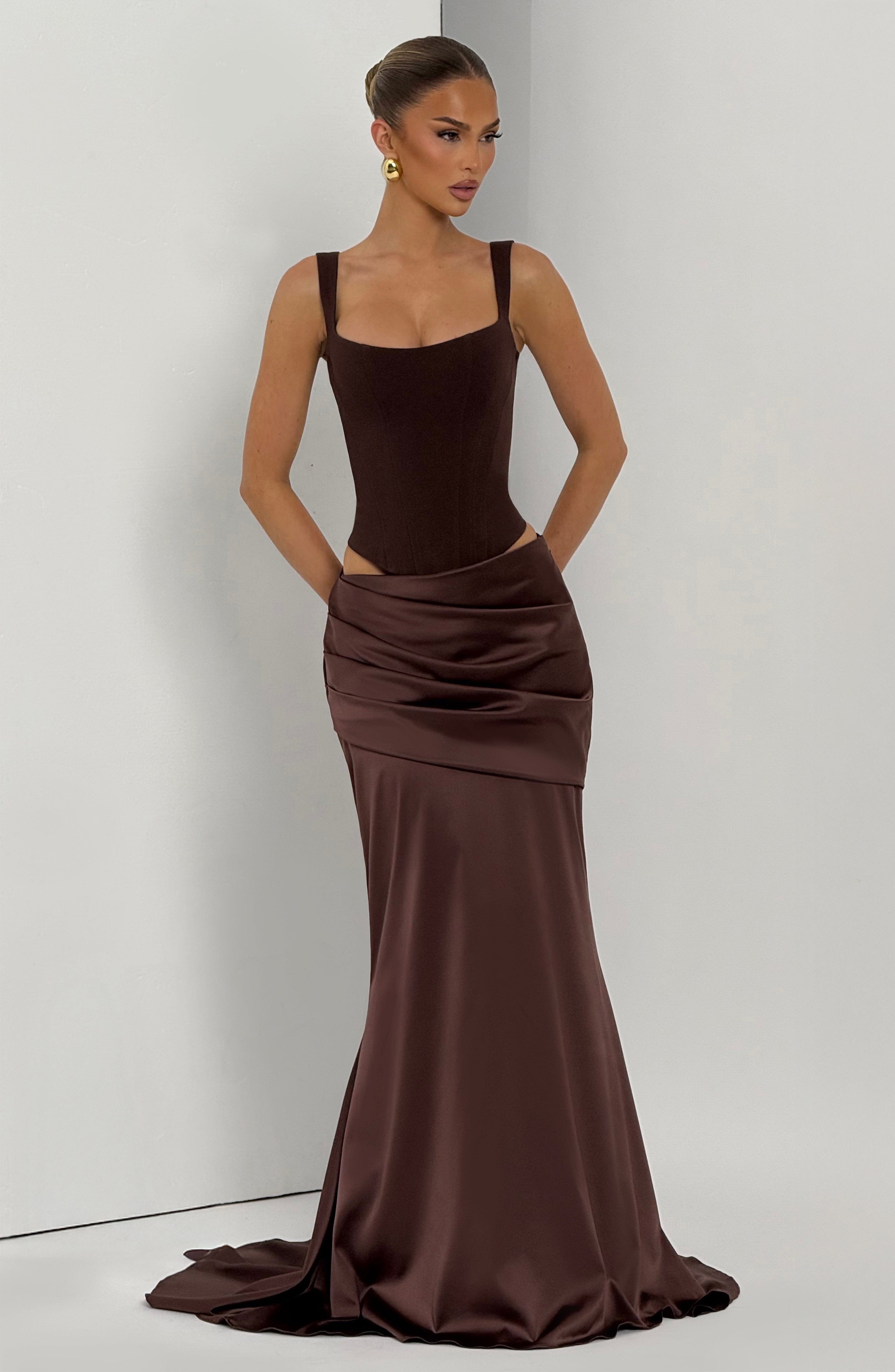 Claudette Maxi Skirt - Plum Brown