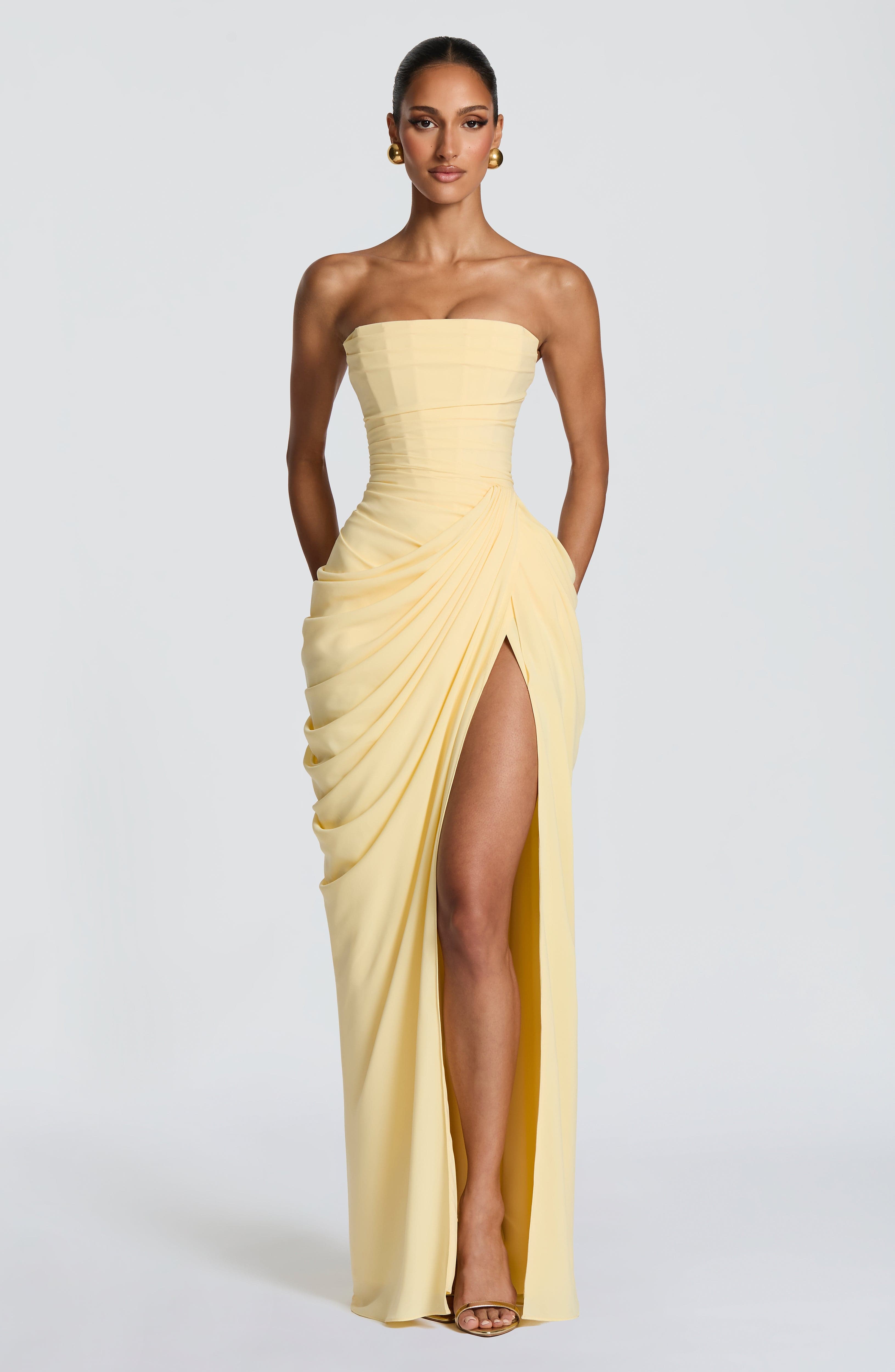 Cyra Maxi Dress - Lemon Dress XS Babyboo Fashion Premium Exclusive Design