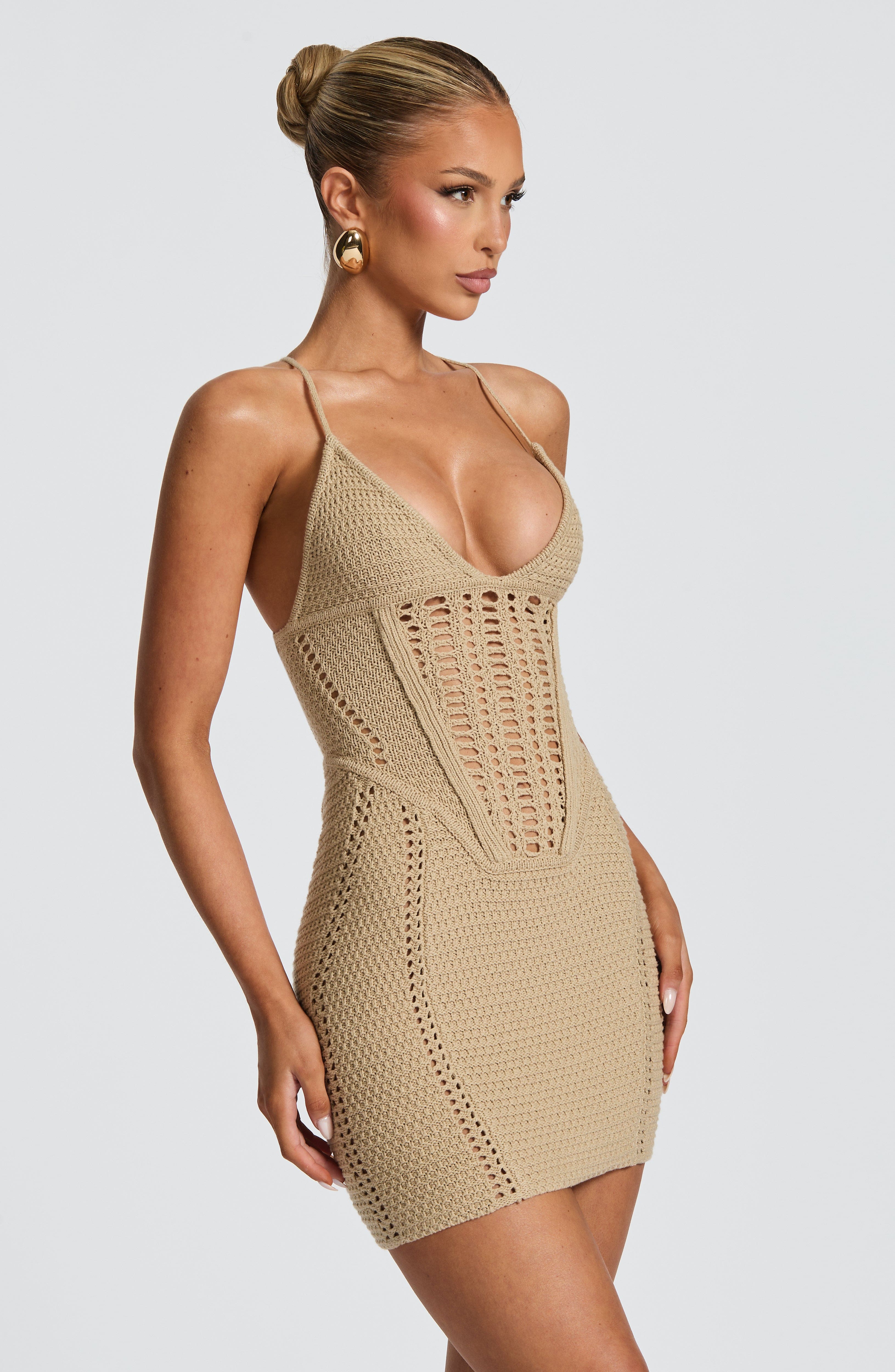 Xanthe Mini Dress - Beige